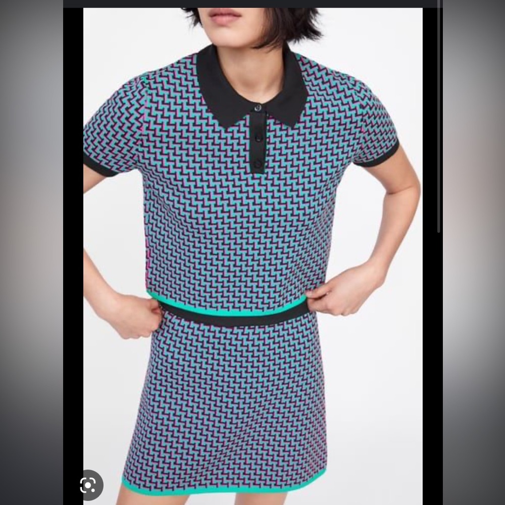 Zara set skirt and shirt polo